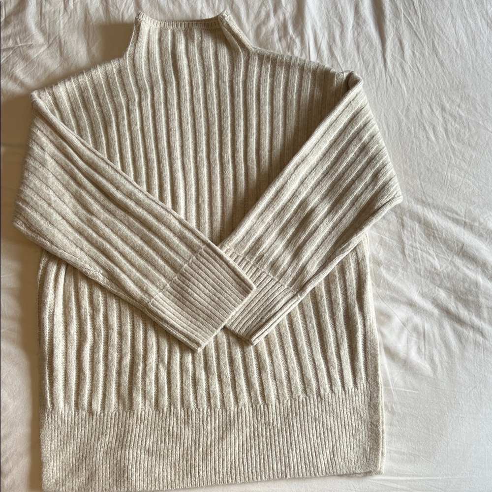 Abercrombie & Fitch Cream Ribbed Turtleneck Sweater